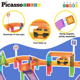 Picasso Tiles 60pc Race Track Set LED Car - Travel Size