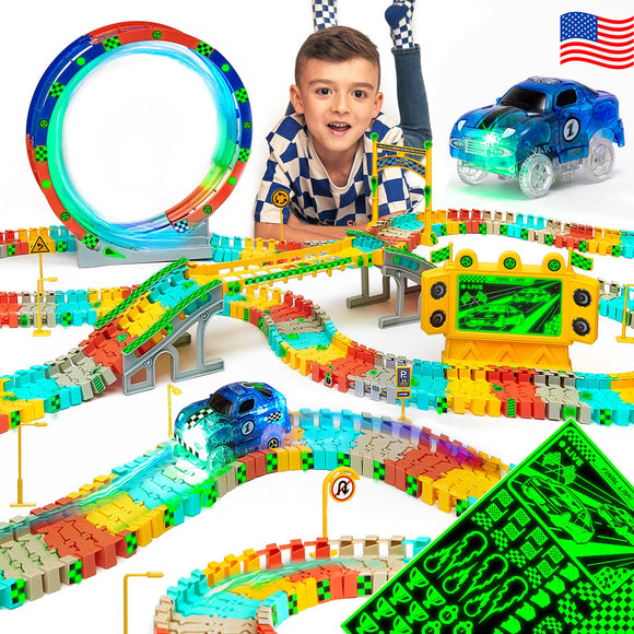 FlashTrack Glow in the Dark Racing & Building Track Set