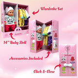 14 Inch Baby Doll Play Set Wardrobe Closet: Dark Skin Tone