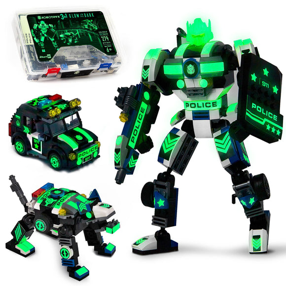 Police Robot Glow in The Dark 3-in-1 Toys (279 pc) Voltroid