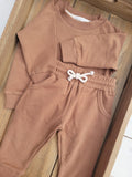 sweat suit Baby Toddler 2pc Cotton set: Brown / 3-6m