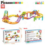 Picasso Tiles 60pc Race Track Set LED Car - Travel Size