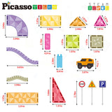 Picasso Tiles 60pc Race Track Set LED Car - Travel Size