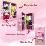14 Inch Baby Doll Play Set Wardrobe Closet: Medium Skin Tone