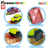 Picasso Tiles 60pc Race Track Set LED Car - Travel Size