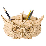 3D Laser Cut Wooden Puzzle: Owl Storage Box