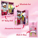 14 Inch Baby Doll Play Set Wardrobe Closet: Medium Skin Tone