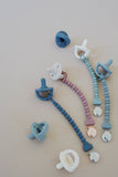 Sweetie Strap™ Silicone One-Piece Pacifier Clips: Blue Beaded