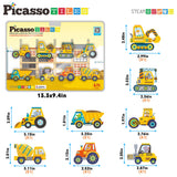 PicassoTiles - 8 Piece Construction Vehicle Magnetic Tileset