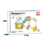 PicassoTiles -  80 Piece Marble Run Magnetic Tileset - Travel Size