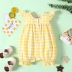 Yellow Gingham Flutter Sleeve Romper