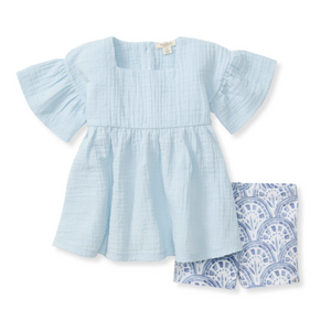 Dotted Muslin Set - Blue Herizon