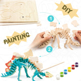 3D Wooden Puzzle with Paint Kit: Stegosaurus