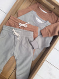 sweat suit Baby Toddler 2pc Cotton set: Brown / 3-6m