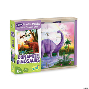Dynamite Dinosaurs - 4 Pack Wooden Puzzles