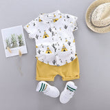 Cactus Print Short-sleeve Shirt and Pants Set: Blue / 18-24 Months