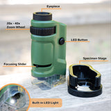 20x-40x, Zoom LED Lighted Pocket Microscope - Science Fun