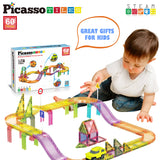 Picasso Tiles 60pc Race Track Set LED Car - Travel Size