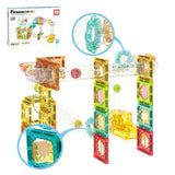 PicassoTiles -  80 Piece Marble Run Magnetic Tileset - Travel Size