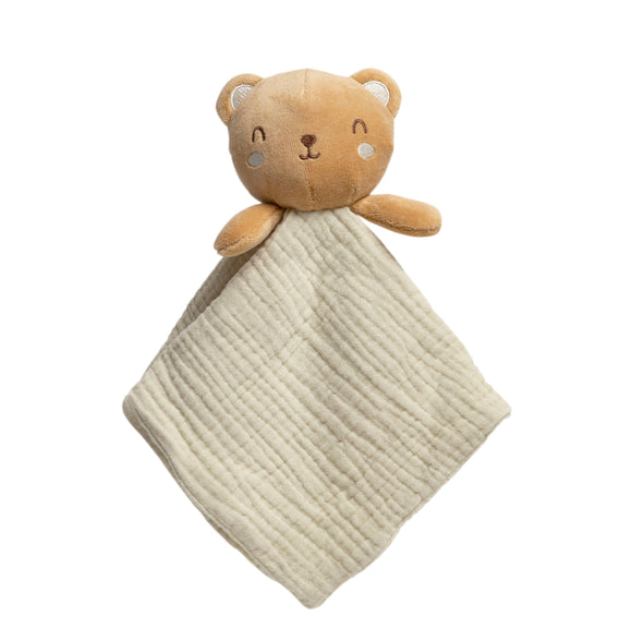 Bear Snuggle Blanket, Organic Cotton Muslin Lovey