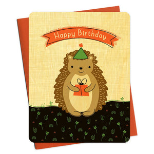 Hedgehog Gift Wood Birthday Card