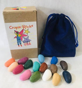 Crayon Rocks - 16 Colors in a Blue Velvet Bag