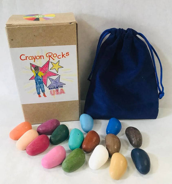 Crayon Rocks - 16 Colors in a Blue Velvet Bag