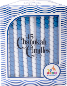 Hanukkah - Candles - Blue & White - Spiral - 45 Pack