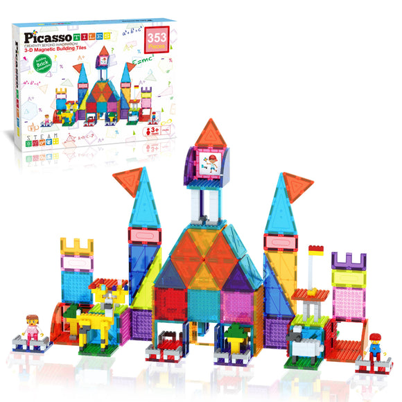 Picasso Tiles - 353 Piece Magnetic Brick Tile Combo Set