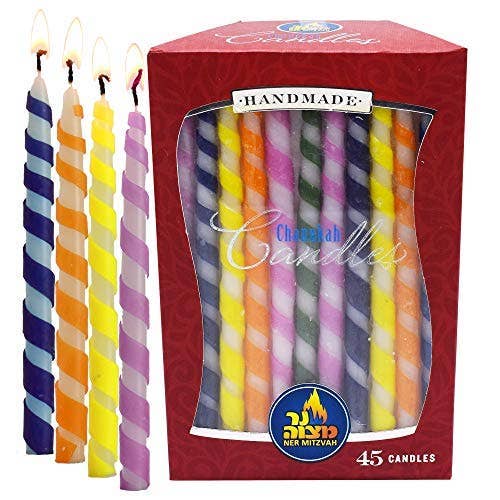 Hanukkah Candles - Spiral Multi Color - 45 Pack