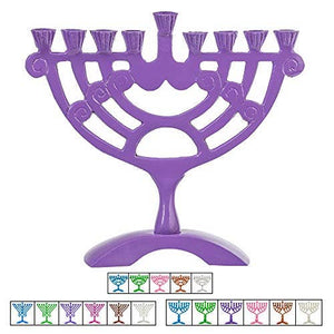 6" Colored Rounded Hannukah Candle Menorah Purple Color