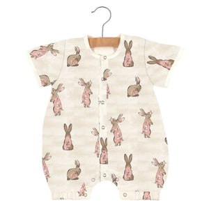 Powder Pink Bunnies Bamboo Newcastle Mini Romper