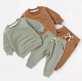 sweat suit Baby Toddler 2pc Cotton set: Brown / 3-6m