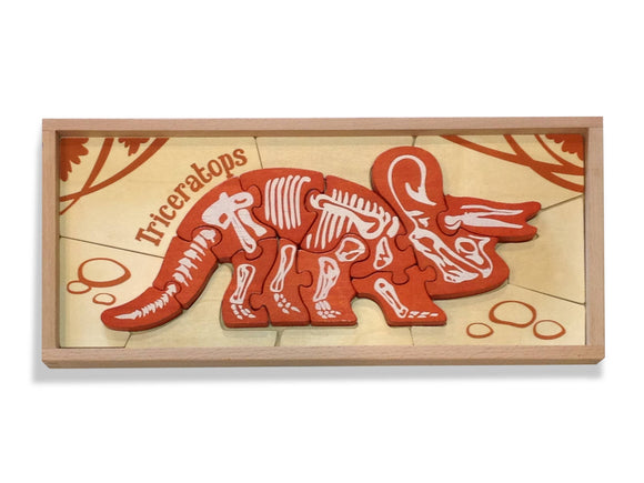 Dino Skeleton Puzzle Double Sided - Triceratops