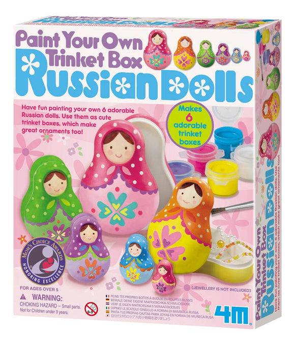 4M Paint Your Own Trinket Box Russian Doll Kit