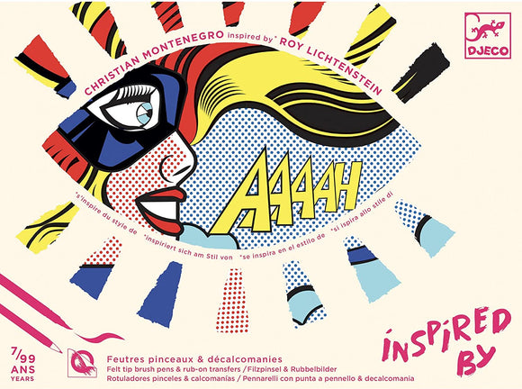 Inspired by Roy Lichtenstein - Superheroes Coloring and Rub-on Transfer Craft Kit